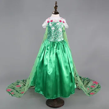 Febra Verde Elsa Rochie Costum De Vara Fete Dress Copii Cosplay Petrecere Rochii Printesa Anna Congelados Vestidos Imbracaminte Copii