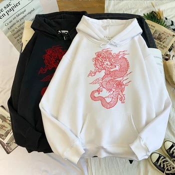 Femei Hoodie Vintage Harajuku Jachete Chineză Topuri de Iarna Noi Supradimensionat Hanorac Streetwear Liber Casual Dragon Hoodie