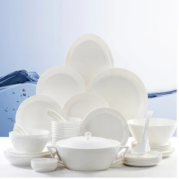 Jingdezhen Ceramică Set de Cină Bucatarie Tacamuri din Ceramică Plăci și Feluri de mâncare Boluri 60pcs combinație Veselă Seturi