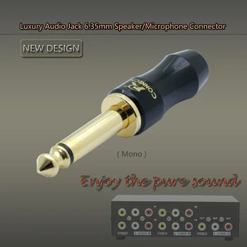 4buc de Cupru cu Aur de 24k Jack 6.35 Microfon mufă 6.35 mm Mono plug de sex Masculin Ansamblul Conector de sârmă fără probleme placare difuzor Audio plug 17478