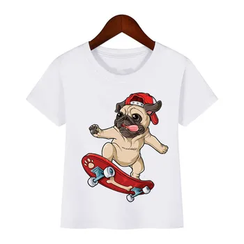 Amuzant tricou pentru fete baieti cool pug Role animal print tshirt camisetas kawaii haine pentru copii iubitor de câine tricou baieti