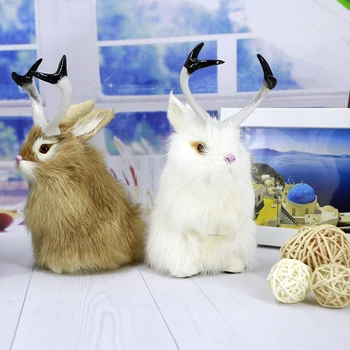 Simulare jucărie de pluș blana de iepure cu coarne de Unicorn ia Casă de vacanță decorare cadou recuzită fotografie de Predare dota