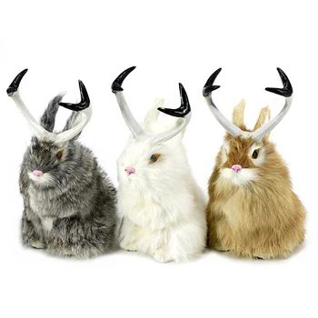 Simulare jucărie de pluș blana de iepure cu coarne de Unicorn ia Casă de vacanță decorare cadou recuzită fotografie de Predare dota