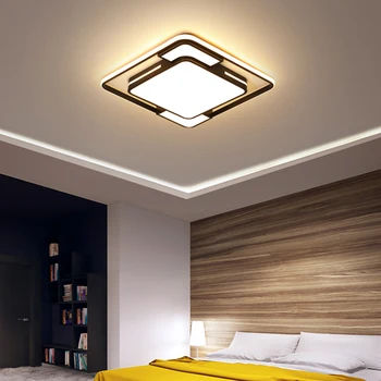 Moderne, CONDUSE de Plafon Lumina cu Telecomanda Negru Estompat Lampa Dreptunghi Pătrat de Iluminat pentru Camera de zi Dormitor Bucatarie Loft