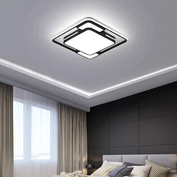 Moderne, CONDUSE de Plafon Lumina cu Telecomanda Negru Estompat Lampa Dreptunghi Pătrat de Iluminat pentru Camera de zi Dormitor Bucatarie Loft