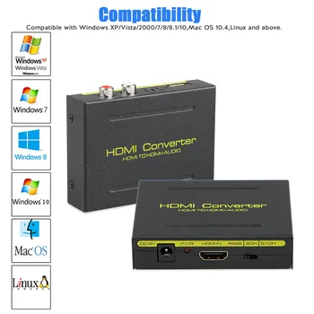 1 Set Negru HDMI La HDMI, Optic+SPDIF+RCA L/R Hota Convertor Audio Splitter Adaptor 1080P AC Adaptor de Alimentare