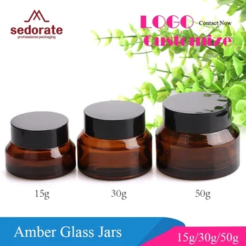 Sedorate 50 buc/Lot Amber Borcane de Sticlă Pentru Cosmetice Faciale Crema Borcane 15G 30G Caz de Sticlă Machiaj Containere de Ambalare LZ002