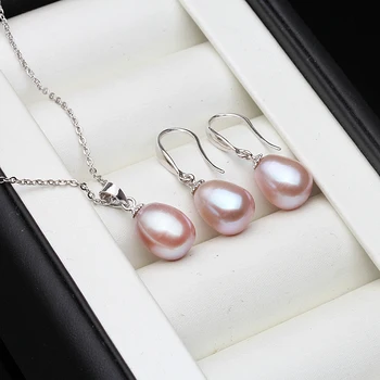 Moda Pearl Set de Bijuterii de culoare Multi de apă Dulce Pearl Colier Cercei Argint 925 Set de Bijuterii Pentru Femei
