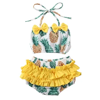 Înot Doua Piese Set Pentru Copii Fete 2020Summer Tankini de Costume de baie costume de Baie Bikini Set de Baie Beachwear Pepene verde Ananas 176982