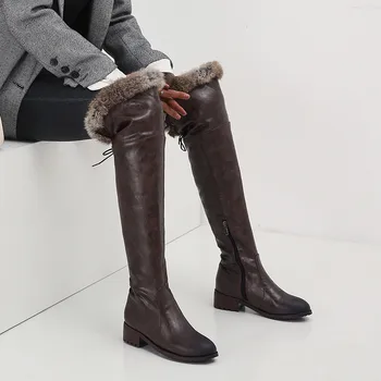 MORAZORA 2020 Rusia mai Noi cizme de iarna pentru femei cald blana groasă coapsei cizme înalte zip lace up de moda Cizme de zapada doamnelor pantofi