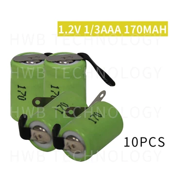 10 buc/lot 1.2 V 1/3AAA 170mAh NI-MH baterie Trupa de Sudare picior baterii Reîncărcabile transport Gratuit
