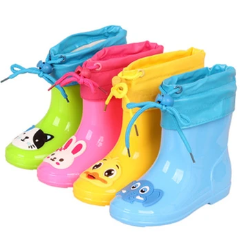 Copii Impermeabil cizme de Ploaie de Desene animate de Pluș Cald Copiii Bumbac, cizme Fete Baieti pantofi pentru Copii toddler Glezna cizme 06A