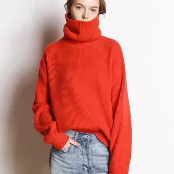 Noi 2020 Toamna Iarna Femei Pulover Guler Pulovere Bottom Fals Nurca Cașmir Supradimensionat Knitwears Topuri