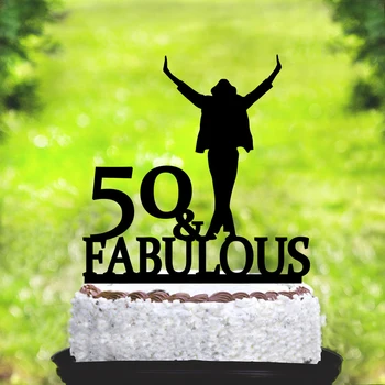 Personalizate cu numele Happy Birthday Cake Topper,Michael Jackson 50 & Fabulos Tort Fân, Personalizate Ziua de nastere vârstă de Partid Decor