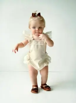 Moda Nou-Născutului Baby Girl Lace Zburli Bodysuit Romper Salopeta Sunsuit Haine