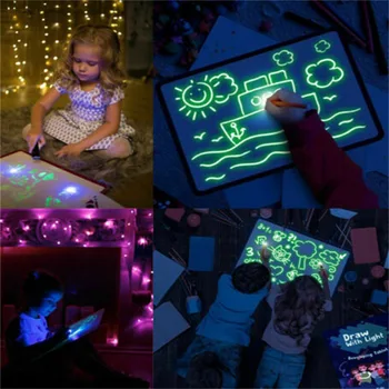 Magic Luminos Placa de Desen pentru Copiii Folosesc Stilou Fluorescent Pictura Lumina rusă și engleză pentru Copii Jucărie de Învățământ Cadouri