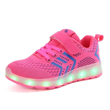 Respirabil 2018 Noi 25-37 Incarcator USB Adidași Stralucitoare Led Copii de Iluminat Pantofi Baieti/Fete iluminate Luminos Sneaker Red