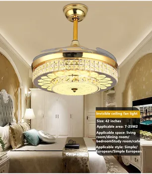 IKVVT în stil European, Ventilatoare de Tavan Lux de Lumină LED-uri Cristal Invizibil Fanii Lumina pentru Living Dining Dormitor cu Control de la Distanță