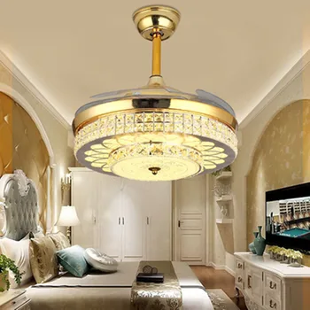 IKVVT în stil European, Ventilatoare de Tavan Lux de Lumină LED-uri Cristal Invizibil Fanii Lumina pentru Living Dining Dormitor cu Control de la Distanță