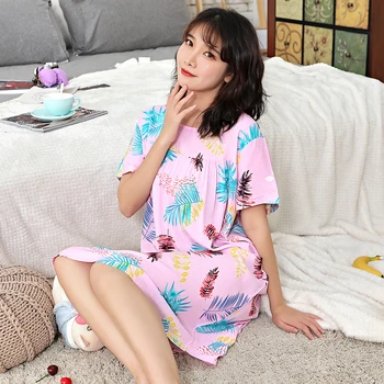 Femei Cămăși de noapte de Vară de Moda Ananas Cămașă de noapte Drăguț Printting Femme Homewear Plus Dimensiune Pijamas Bumbac, Pijamale, M-XXXXXL