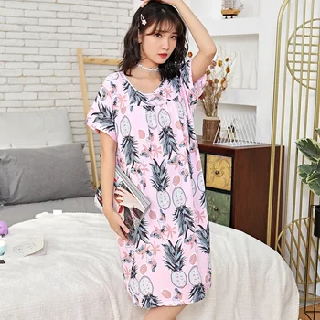 Femei Cămăși de noapte de Vară de Moda Ananas Cămașă de noapte Drăguț Printting Femme Homewear Plus Dimensiune Pijamas Bumbac, Pijamale, M-XXXXXL