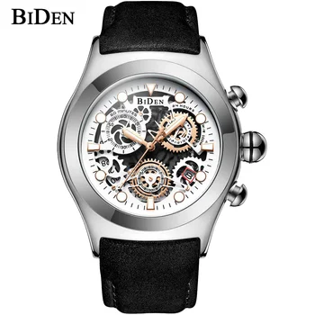 BIDEN Brand de Top Clasic Bărbați cuarț Ceas pentru Bărbați Impermeabil Curea de Piele Sport Ceasuri de moda de Lux Automatic Ceas