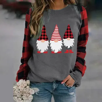 Iarna casual ladies poliester женские свитера Crăciun imprimare pulover casual tricou cu mâneci lungi de top de moda худи F04*