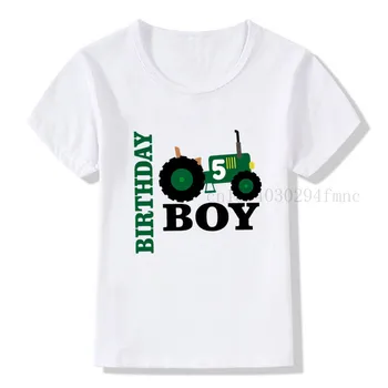 Baieti Masina Verde 1-9 Număr de Ziua de nastere de Imprimare Tricou Copii Ziua de nastere Băiat tricouri Băiat și Fată Cadou Amuzant Tricou Cadou