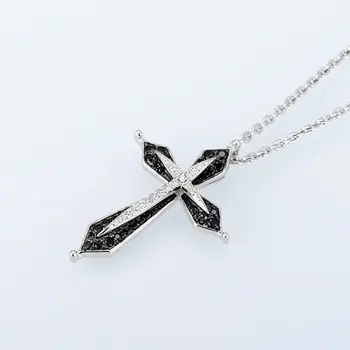 SANTUZZA Pur Argint 925 Pandantiv Pentru Femei Vintage Cross Fit pentru Colier Spumante Negru Spinel Moda Bijuterii 1792