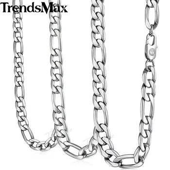 Trendsmax Figaro Link Colier pentru Bărbați din Oțel Inoxidabil Lanț de Cadouri pentru Barbati de Culoare Argintie 6-9mm KKNM159