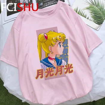 2020 Sailor Moon Kawaii T-shirt Femei Pisica Drăguț Anime Doamnelor Tricou Amuzant de Desene animate Estetice T Shirt Graphic Top Teuri de sex Feminin