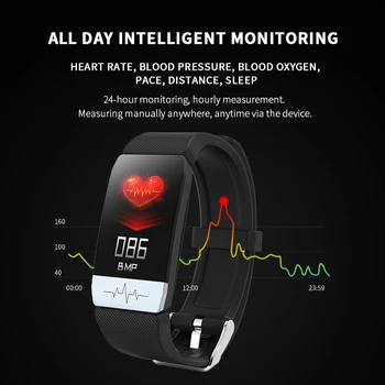 Corpul de măsurare a temperaturii bratara termometru inteligent banda ECG+PPG rata de inima tensiunii arteriale de oxigen sport tracker de Fitness T1