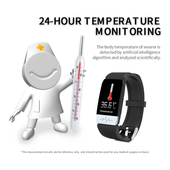 Corpul de măsurare a temperaturii bratara termometru inteligent banda ECG+PPG rata de inima tensiunii arteriale de oxigen sport tracker de Fitness T1