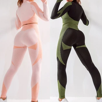 Femei Sexy Sutien de Sport Ieri Moda Slim Fitness de Înaltă Talie Pantaloni de Yoga Set fără Sudură Casual cu Fermoar Jacheta Sport Jambiere Costum
