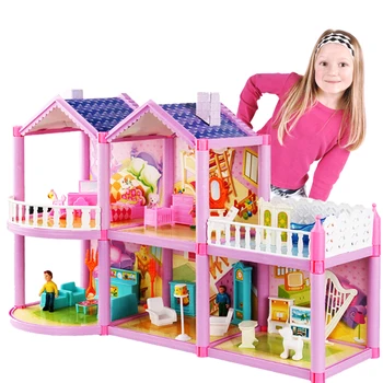 2020 nou DIY Casa Papusa Pentru Papusa Papusa Printesa Case Vila Castelul Cu Mobilier de Simulare de Fată de Vis Casa de Jucărie pentru Copii Cadouri 17945
