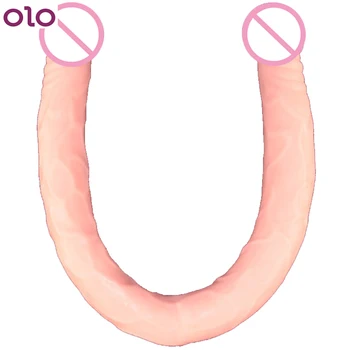 57cm Dublu Lung Penis artificial Lesbiene Realist Penis Mare Jucarii Sexuale pentru Femei Vaginal, Anal, Dop de Fund Flexibil Fals Realistic Dildo-uri
