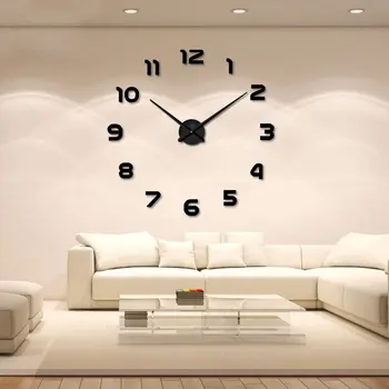 3D DIY Modern Ceas de Perete Mare de Cuarț Ceas de Ceas Decorativ Pentru Living, Dormitor Fara rama DecorationSilver Mult Timp de Utilizare