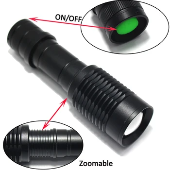 Zoom Rosu/Verde 1 Modul de Vânătoare Lanterna led-uri Lampa de Lucru cu LED-uri Lanterna +18650 baterie Reîncărcabilă Încărcător+Arma monta+Întrerupător la Distanță