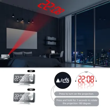 LED Digital Ceas cu Alarmă Ceas de Masa Electronice Ceasuri pentru Desktop USB serviciu de Trezire Radio FM Timp Proiector Funcție de Amânare Alarmă