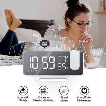 LED Digital Ceas cu Alarmă Ceas de Masa Electronice Ceasuri pentru Desktop USB serviciu de Trezire Radio FM Timp Proiector Funcție de Amânare Alarmă