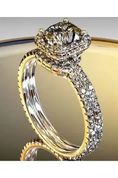 Manual lux Rotund inel de Logodna Placat cu Trupa de Nunta Inele Pentru Femei, bărbați Bijuterii cadou en-gros
