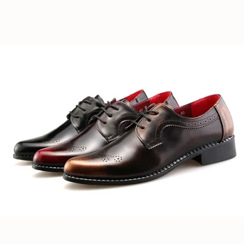 Noi Gradient De Culoare De Moda Mens Pantofi Formale De Piele Afaceri De Nunta Designer Italian Formă De V Bocanc Office Shoes