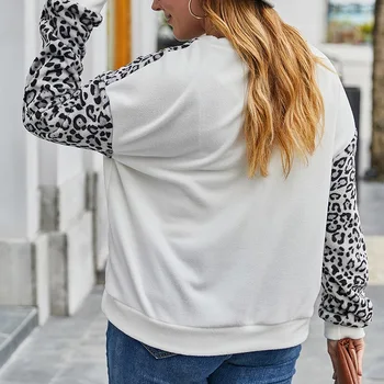 ROPALIA Tricou Femei Maneca Lunga O-gât Casual Leopard de Imprimare Plus Dimensiune Topuri Toamna Feamle Tricou
