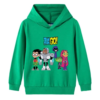 Haine de toamna cu Maneci Lungi de Desene animate de Top pentru Copii Îmbrăcăminte Caldă pentru Băieți și fete de Primăvară Tricoul Teening Titans GO Copii Hanorace