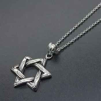 De moda de argint de culoare 316L inox Steaua lui David pandantiv colier evreu magen david Hexagrama colier bijuterii