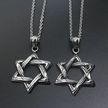 De moda de argint de culoare 316L inox Steaua lui David pandantiv colier evreu magen david Hexagrama colier bijuterii