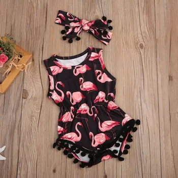Flamingo Copil Nou-născut, Sugar Copil mic Fata de Body fără Mâneci Sunsuit Costum dintr-O bucata Haine Copii Haine Casual 0-24M
