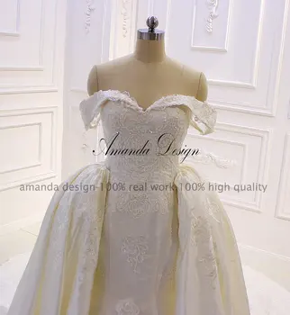 Amanda Design robe de mariee courte de Pe Umăr Dantelă Aplicatiile Detasabila Fusta Rochie de Mireasa