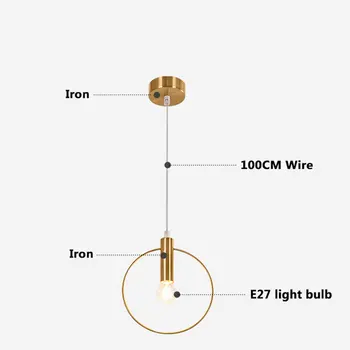 Simplitatea moderne LED E27 cu Inel de lumină Pandantiv Agățat Lumini de îmbunătățire Acasă Galvanizat fier decor lampă de Pandantiv 18189
