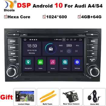 PX6 DSP Android 10 4G+64G 2 Din DVD Auto pentru Audi A4 B6 2002 2003 2004 2005 2006 2007 pentru S4 RS4 8E 8F B9 B7 RNS-E 2DIN Radio A4